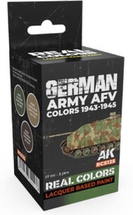  AK Interactive  NoScale Real Colors: German Army AFV 1943-45 Lacquer Based Paint Set (3) 17ml Bottles - Pre-Order Item AKIRCS125