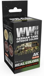  AK Interactive  NoScale Real Colors: WWII German Tank Interior Lacquer Based Paint Set (4) 17ml Bottles - Pre-Order Item AKIRCS126