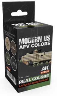  AK Interactive  NoScale Real Colors: Modern US AFV Lacquer Based Paint Set (4) 17ml Bottles - Pre-Order Item AKIRCS130