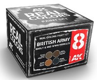 Real Colors: British Army Early 6 & Mid WWII Vehicles Acrylic Lacquer Paint Set (4) 10ml Bottles #AKIRCS8