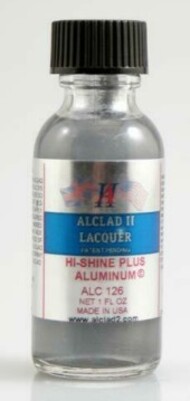  Alclad Metalizers  NoScale 1oz. Bottle Hi-Shine Plus Aluminum Lacquer ALC126