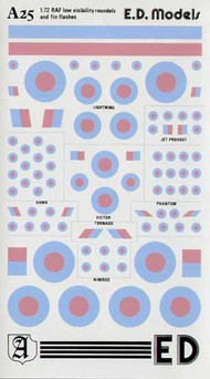  Almark  1/72 RAF Low Visibility National Insignia/Roundels in pink and pale blue AKA25