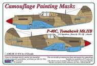 Curtiss P-40C Tomahawk Mk.IIB camouflage pattern paint mask of 112. Squadron RAF #AMLM33014