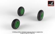 Armory  1/32 Mikoyan MiG-21 Fishbed wheels with weighted tires, early MiG-21F, MiG-21F-13, MiG-21U ARYAW32009
