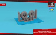 Supermarine Spitfire wheels with weighted tyres of diamond pattern & 5-spoke hubs 3D-printed set #ARAW48420