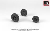  Armory  1/72 Mikoyan MiG-21 Fishbed wheels with weighted tires, early for MiG-21F, MiG-21F-13, MiG-21U ARYAW72048