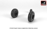  Armory  1/72 Boeing AH-64 Apache wheels w/ weighted tires, spoked hubs ARAW72336