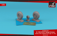  Armory  1/72 Boeing B-17B/B-17C/B-17D/B-17E/B-17F Flying Fortress wheels w/ weighted tyres type 'b' (FS) & PE hubcaps ARAW72350