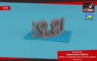 Supermarine Spitfire wheels with weighted tyres of block pattern & 4-spoke hub 3D-printed set #ARAW72426