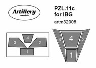  Artillery  1/32 Canopy mask for PZL.11c Paint Mask ARTM32008