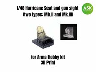  ASK/Art Scale  1/48 Hawker Hurricane Mk.II Seat and gun sight (two types: Mk.II and Mk.III) OUT OF STOCK IN US, HIGHER PRICED SOURCED IN EUROPE 200-A48005