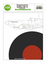  ASK/Art Scale  1/24 Supermarine Spitfire Mk.IXc - stencils The sheet contains decals - complete stencils for two models. OUT OF STOCK IN US, HIGHER PRICED SOURCED IN EUROPE 200-D24001