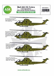  ASK/Art Scale  1/32 Bell AH-1G Cobra 20th Aerial rocket artilery part 1. Decal sheet OUT OF STOCK IN US, HIGHER PRICED SOURCED IN EUROPE 200-D32014