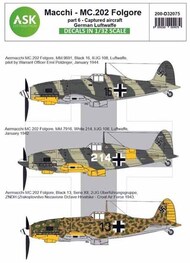  ASK/Art Scale  1/32 Macchi MC.202 Folgore Part 6 Captured aircraft German Luftwaffe - Pre-Order Item 200-D32075