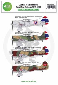  ASK/Art Scale  1/48 Curtiss H-75N Hawk Royal Thai Air Force 1941-1944 OUT OF STOCK IN US, HIGHER PRICED SOURCED IN EUROPE 200-D48003