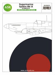  ASK/Art Scale  1/48 Supermarine Spitfire Mk.IX - stencils The sheet contains decals - complete stencils for two models. 200-D48012