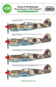  ASK/Art Scale  1/72 Curtiss P-40 Kittyhawk 'Desert Harassers' 1942-1944 part I 200-D72004