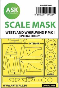  ASK/Art Scale  1/32 Westland Whirlwind Mk.I Kabuki wheels and canopy masks 200-M32001