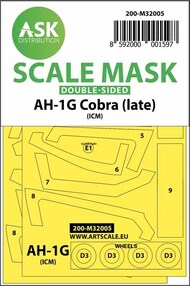  ASK/Art Scale  1/32 Bell AH-1G Cobra (late) wheel and canopy masks (inside & outside) OUT OF STOCK IN US, HIGHER PRICED SOURCED IN EUROPE 200-M32005