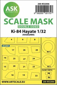  ASK/Art Scale  1/32 Nakajima Ki-84 Hayate wheel and canopy masks (inside & outside) 200-M32006