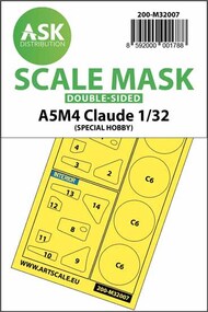  ASK/Art Scale  1/32 Mitsubishi A5M4 Claude wheel and canopy masks (inside & outside) OUT OF STOCK IN US, HIGHER PRICED SOURCED IN EUROPE 200-M32007