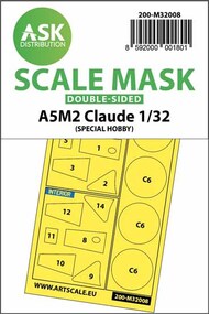  ASK/Art Scale  1/32 Mitsubishi A5M2 Claude wheel and canopy masks (inside & outside) OUT OF STOCK IN US, HIGHER PRICED SOURCED IN EUROPE 200-M32008