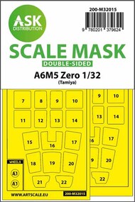  ASK/Art Scale  1/32 Mitsubishi A6M5 Zero wheel and canopy masks (inside & outside) 200-M32015