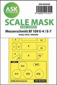 ASK/Art Scale  1/32 Messerschmitt Bf.109E-4 & Bf.109E-7 one-sided express masks OUT OF STOCK IN US, HIGHER PRICED SOURCED IN EUROPE 200-M32020