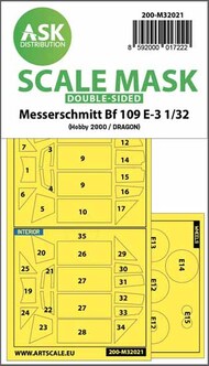  ASK/Art Scale  1/32 Messerschmitt Bf.109E-3 double-sided express masks OUT OF STOCK IN US, HIGHER PRICED SOURCED IN EUROPE 200-M32021