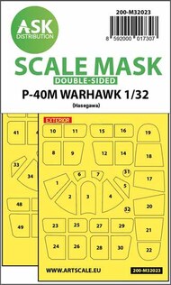  ASK/Art Scale  1/32 Curtiss P-40M Warhawk double-sided express masks OUT OF STOCK IN US, HIGHER PRICED SOURCED IN EUROPE 200-M32023