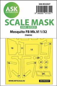  ASK/Art Scale  1/32 de Havilland Mosquito FB Mk.VI canopy masks (outside only) express masks OUT OF STOCK IN US, HIGHER PRICED SOURCED IN EUROPE 200-M32027