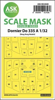  ASK/Art Scale  1/32 Dornier Do.335A canopy frame paint mask (inside and outside) 200-M32040