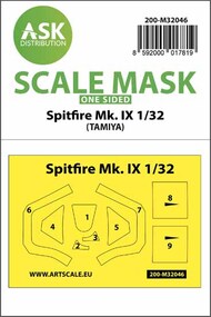  ASK/Art Scale  1/32 Supermarine Spitfire Mk.IX canopy frame paint mask outside only 200-M32046