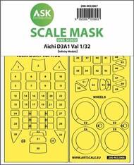  ASK/Art Scale  1/32 Aichi D3A1 Val 1/32 one-sided canopy paint mask 200-M32067
