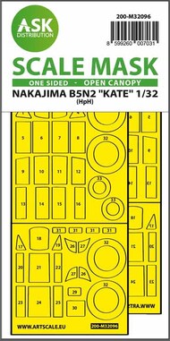  ASK/Art Scale  1/32 Nakajima B5N2 Kate open canopy - wheels and canopy frame paint masks 200-M32096