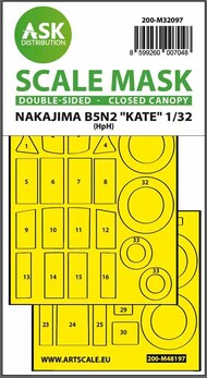  ASK/Art Scale  1/32 Nakajima B5N2 Kate closed canopy - wheels and canopy frame paint mask 200-M32097