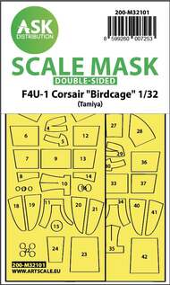  ASK/Art Scale  1/32 Vought F4U-1 Corsair 'Birdcage' canopy frame paint masks (inside and outside) 200-M32101