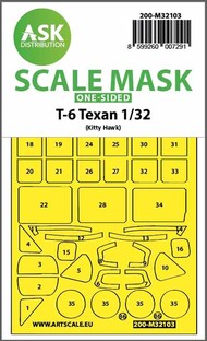  ASK/Art Scale  1/32 North-American T-6 Texan  - wheels and canopy frame paint masks (outside only) 200-M32103