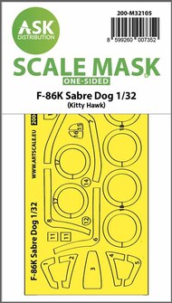  ASK/Art Scale  1/32 North-American F-86K Sabre Dog - wheels and canopy frame paint masks (outside only) 200-M32105