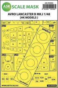  ASK/Art Scale  1/48 Avro Lancaster B.I wheels and canopy masks (outside) 200-M48006