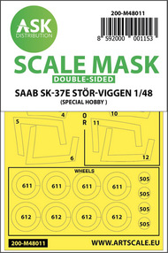  ASK/Art Scale  1/48 Saab SK-37E Stor-Viggen wheels and canopy masks 200-M48011