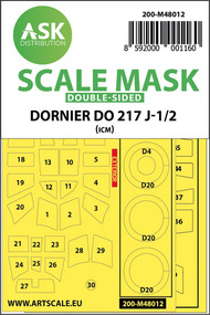  ASK/Art Scale  1/48 Dornier Do.217J-1/2 wheels and canopy masks OUT OF STOCK IN US, HIGHER PRICED SOURCED IN EUROPE 200-M48012
