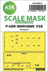  ASK/Art Scale  1/48 Curtiss P-40N Warhawk wheels and canopy masks (inside & outside) OUT OF STOCK IN US, HIGHER PRICED SOURCED IN EUROPE 200-M48013