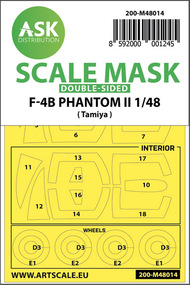  ASK/Art Scale  1/48 McDonnell F-4B Phantom wheels and canopy masks 200-M48014