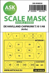  ASK/Art Scale  1/48 de Havilland Chipmunk T.10 wheels and canopy masks 200-M48028