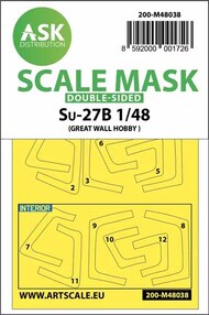  ASK/Art Scale  1/48 Sukhoi SU-27 Flanker B canopy masks (inside and outside) 200-M48038