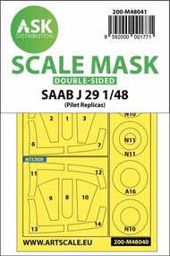  ASK/Art Scale  1/48 SAAB J-29B 'Tunnan' wheel and canopy masks (inside and outside) 200-M48041