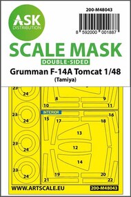  ASK/Art Scale  1/48 Grumman F-14A Tomcat wheel and canopy masks (inside and outside) OUT OF STOCK IN US, HIGHER PRICED SOURCED IN EUROPE 200-M48043