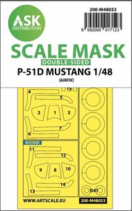  ASK/Art Scale  1/48 North-American P-51D Mustang wheels and canopy masks (inside and outside) 200-M48053