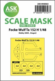 ASK/Art Scale  1/48 Focke-Wulf Ta.152H wheels and outside only canopy express mask 200-M48063